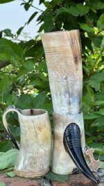 Handcrafted Viking Horn Tankard & Drinking Horn Gift Set - Image 4