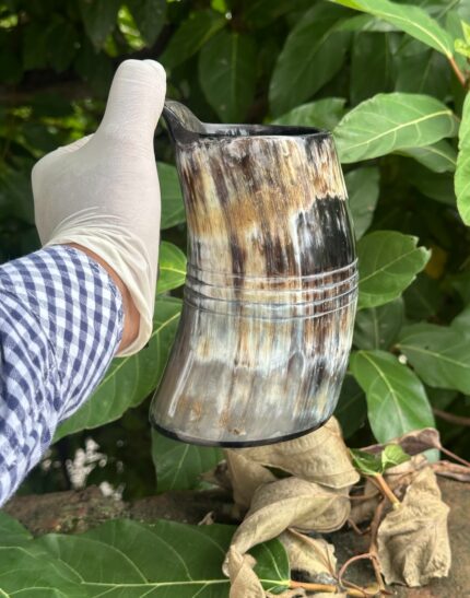 Rustic Handcrafted Buffalo Horn Tankard Mug
