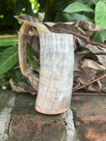 Authentic Handcrafted Viking Horn Tankard | Natural Polished buffalo Horn Beer Mug with Sturdy Handle & Sealed Wooden Base Plain horn mug, classic Viking tankard, authentic Buffalo horn mug, medieval ale mug, renaissance fair props, groomsmen gift, natural horn stein. - Image 3
