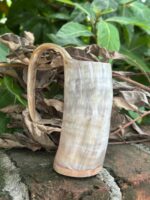 Authentic Handcrafted Viking Horn Tankard | Natural Polished buffalo Horn Beer Mug with Sturdy Handle & Sealed Wooden Base Plain horn mug, classic Viking tankard, authentic Buffalo horn mug, medieval ale mug, renaissance fair props, groomsmen gift, natural horn stein. - Image 2