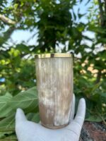Buffalo Horn Glass with Brass Rim - Image 4