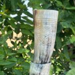 Nordic Knotwork Buffalo Drinking Horn with Carved
