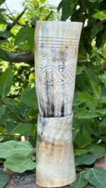 Nordic Knotwork Buffalo Drinking Horn with Carved - Image 5