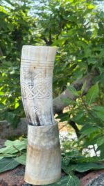 Nordic Knotwork Buffalo Drinking Horn with Carved - Image 3