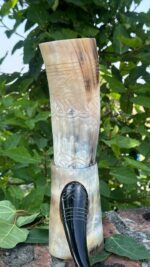 Nordic Knotwork Buffalo Drinking Horn with Carved - Image 2