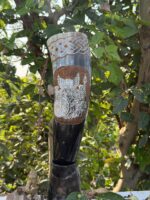 Viking Drinking Horn with Valkyrie Engraving Norse Mead Horn featuring a Valkyrie Warrior