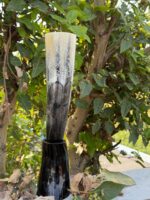Authentic Hand-Carved Viking Drinking Horn with Vegvísir Compass & Rune Details | Premium Natural Buffalo Horn Mug with Stand - Image 5