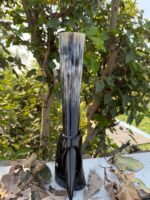 Authentic Hand-Carved Viking Drinking Horn with Vegvísir Compass & Rune Details | Premium Natural Buffalo Horn Mug with Stand - Image 9