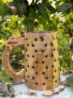Raven Guardian Hand-Carved Wooden Tankard Hand-Carved Wooden Tankard Viking-style, Norse, or Celtic Wooden Tankard. - Image 5