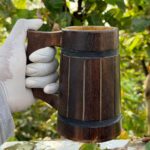 Barrel-Style Wooden Mug Rustic Barrel-Style Wooden Mug Stave-Design Wooden Beer Mug Medieval / Tavern-Style Wooden Mug