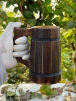Barrel-Style Wooden Mug Rustic Barrel-Style Wooden Mug Stave-Design Wooden Beer Mug Medieval / Tavern-Style Wooden Mug