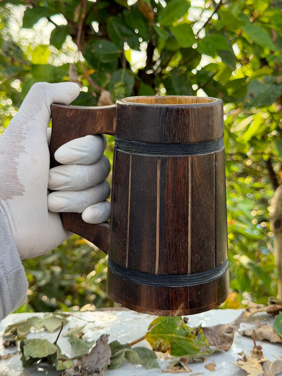 WhatsApp Image 2026-06-21 at 1.20.35 PM (2) Barrel-Style Wooden Mug Rustic Barrel-Style Wooden Mug Stave-Design Wooden Beer Mug Medieval / Tavern-Style Wooden Mug - Image 1