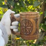 Nordic Compass Hand-Carved Wooden Tankard Carved Mandala-Style Wooden Tankard Engraved Wooden Beer Mug Folk-Art / Slavic-Style Wooden Mug