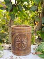 Nordic Compass Hand-Carved Wooden Tankard Carved Mandala-Style Wooden Tankard Engraved Wooden Beer Mug Folk-Art / Slavic-Style Wooden Mug - Image 6