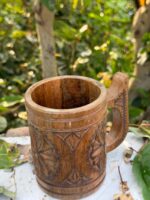 Nordic Compass Hand-Carved Wooden Tankard Carved Mandala-Style Wooden Tankard Engraved Wooden Beer Mug Folk-Art / Slavic-Style Wooden Mug - Image 7