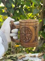 Nordic Compass Hand-Carved Wooden Tankard Carved Mandala-Style Wooden Tankard Engraved Wooden Beer Mug Folk-Art / Slavic-Style Wooden Mug - Image 8