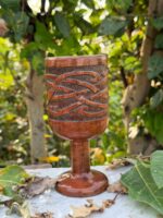 Viking Knotwork Hand-Carved Wooden Goblet Carved Wooden Chalice Celtic Knot / Norse Style Wooden Goblet. - Image 4