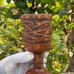 Viking Knotwork Hand-Carved Wooden Goblet Carved Wooden Chalice Celtic Knot / Norse Style Wooden Goblet.