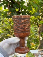 Viking Knotwork Hand-Carved Wooden Goblet Carved Wooden Chalice Celtic Knot / Norse Style Wooden Goblet.