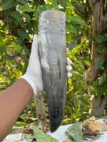 Valknut Viking Buffalo Horn Drinking Horn Engraved Viking Drinking Horn with Stand Ultimete Viking Legend Drinking Horn - Image 6