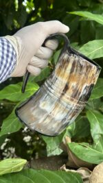 Rustic Handcrafted Buffalo Horn Tankard Mug - Image 6