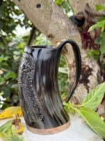 Odin's Raven Buffalo Horn Tankard Odin Mug / Buffalo Horn Tankard /Buffalo Horn Mug with Carved - Image 3