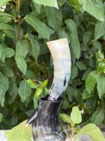 Handcrafted Buffalo Horn Viking Drinking Horn Viking Drinking Horn engraved with the Vegvísir Viking Compass or runic compass Buffalo Horn Elder Futhark alphabet. - Image 4